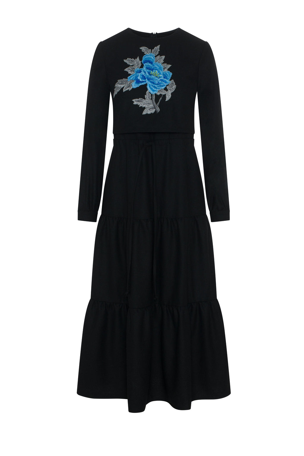 Tiered Floral Embroidered Dress