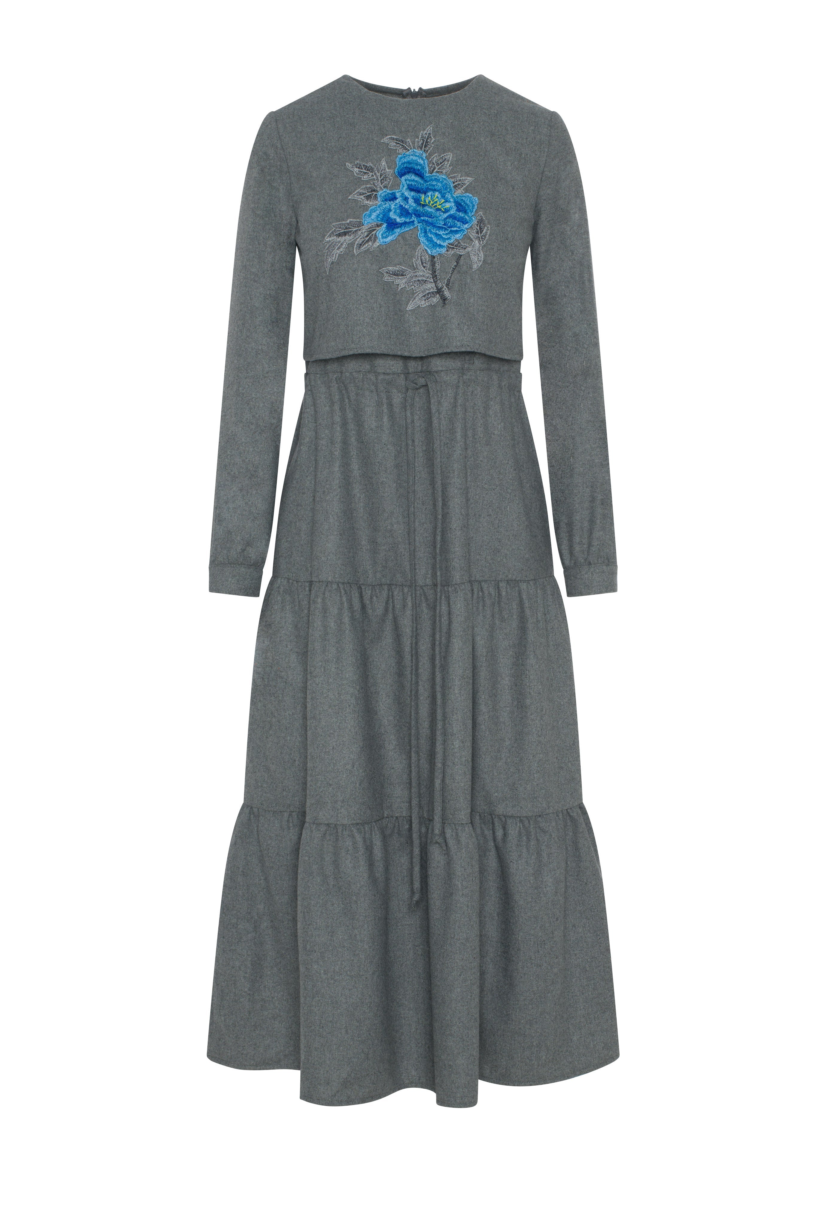 Tiered Floral Embroidered Dress