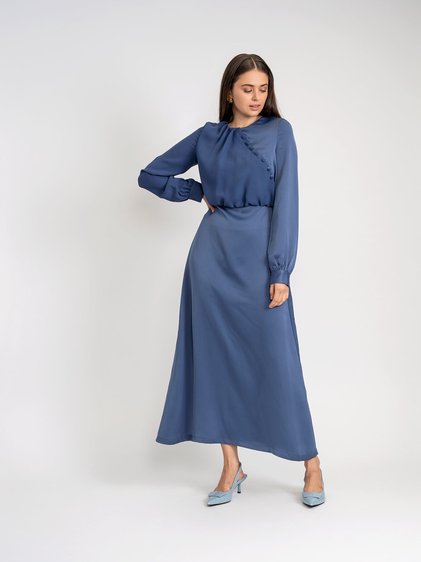 Crepe Button Dress