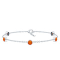 1 CT Real Fire Opal Five Stone Station Chain Bracelet in Bezel Setting
