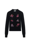 Embroidrered Textured Knit Sweater