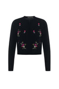 Embroidery Knit Cropped Cardigan
