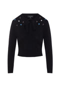 Cropped Embroidered Tie Sweater