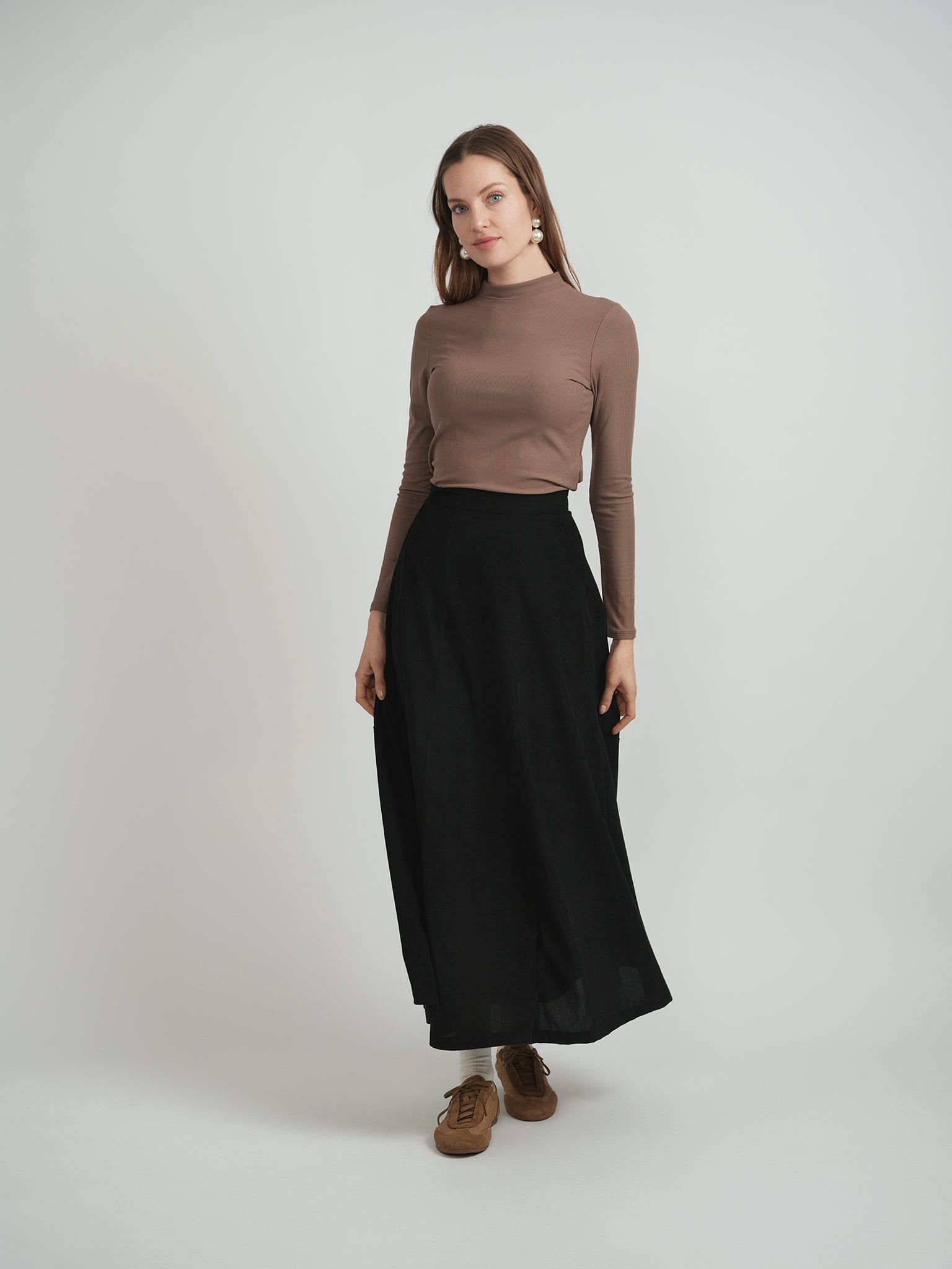 Midi Corduroy Burst Pleated Skirt