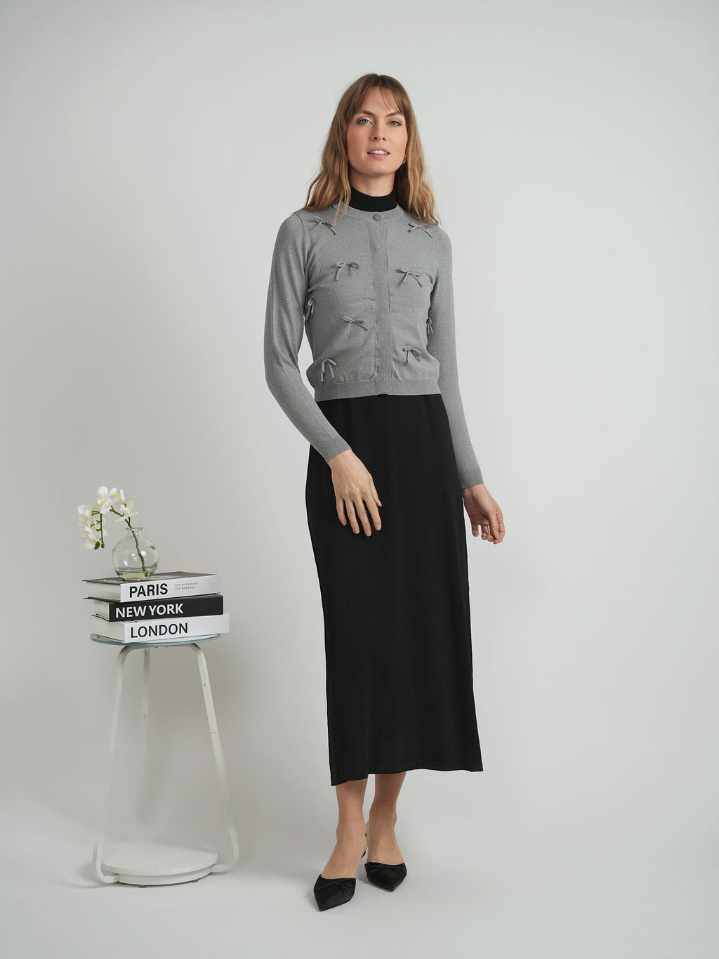 Cropped Bow Cardigan