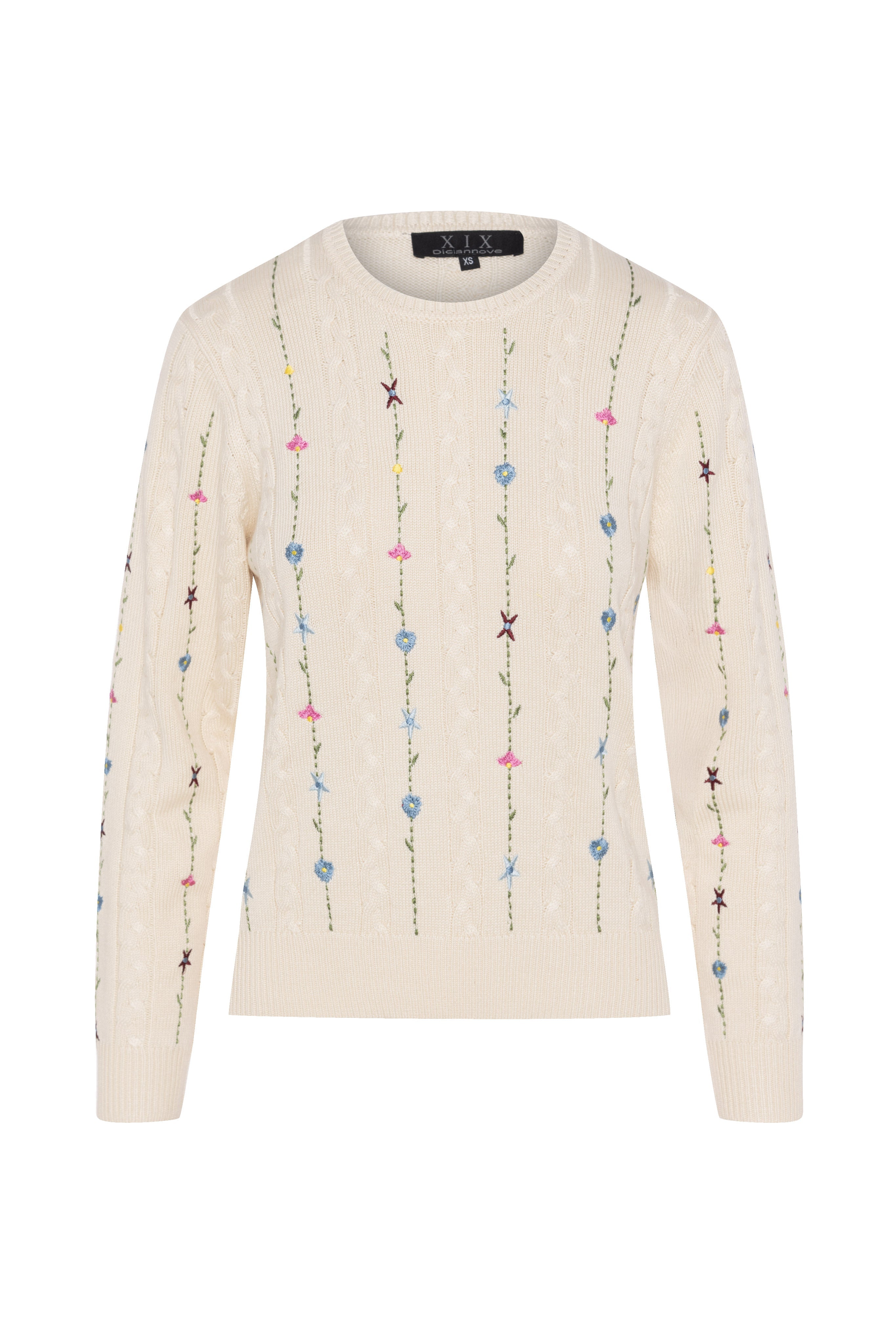 Embroidered Cable Sweater