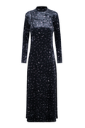 Printed Velour Maxi Jumper Mock Neck