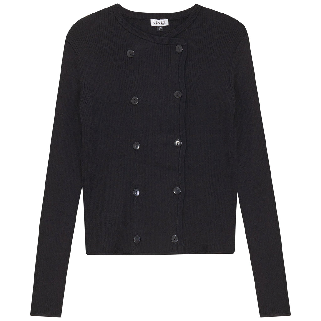 Double Breasted Cropped Knit Cardigan