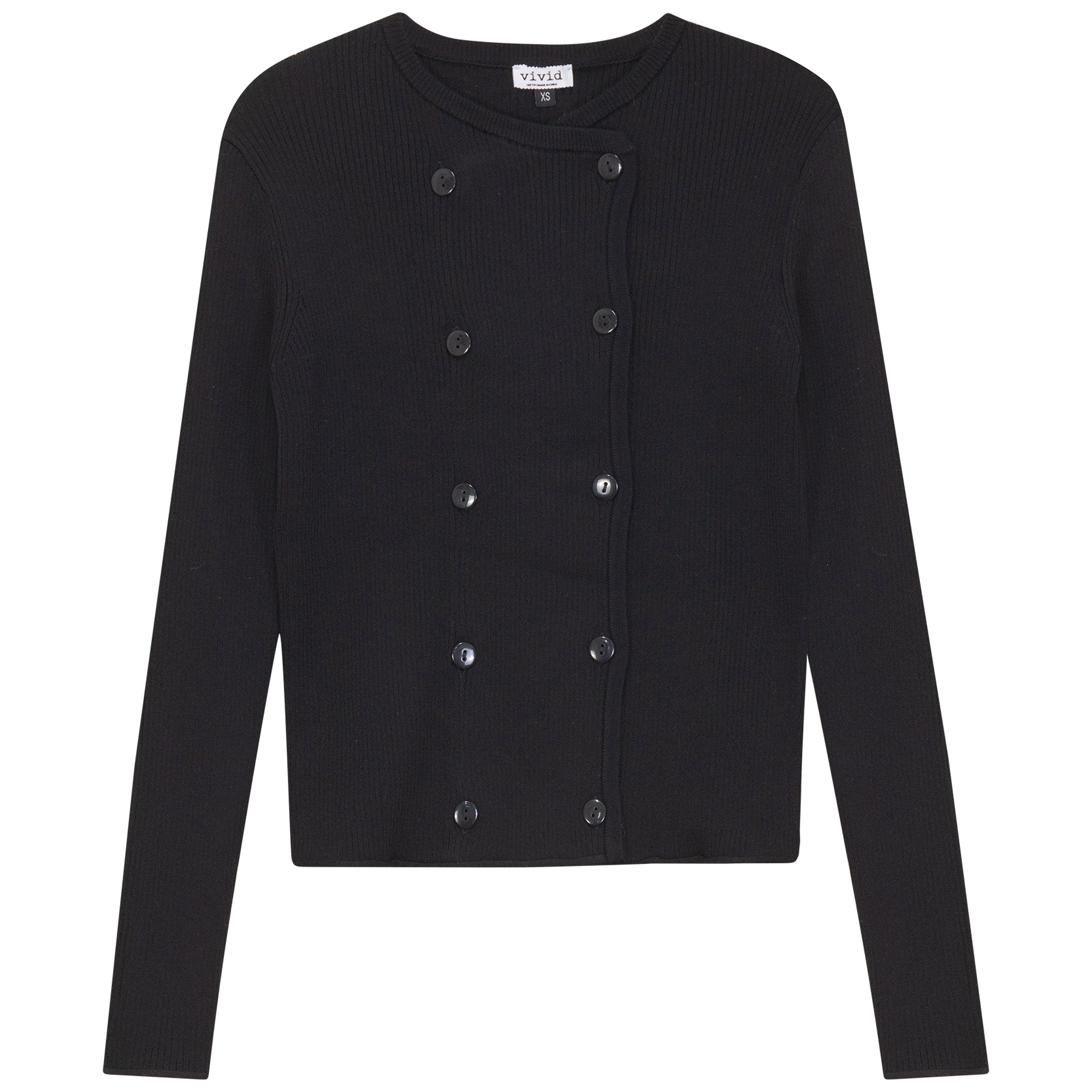 Double Breasted Cropped Knit Cardigan
