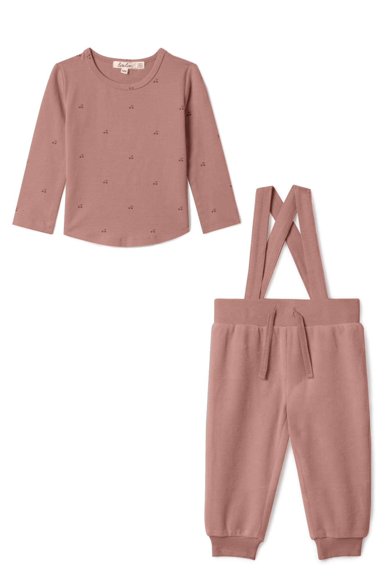 Cherry Print Overall Set
