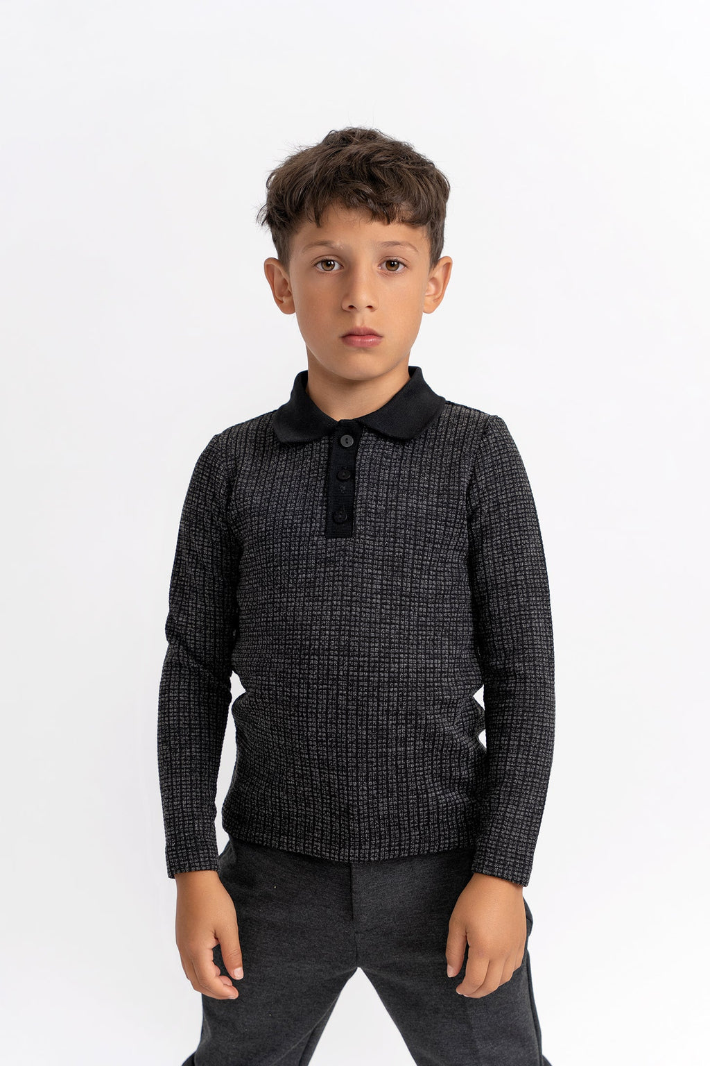 Washed Waffled Polo